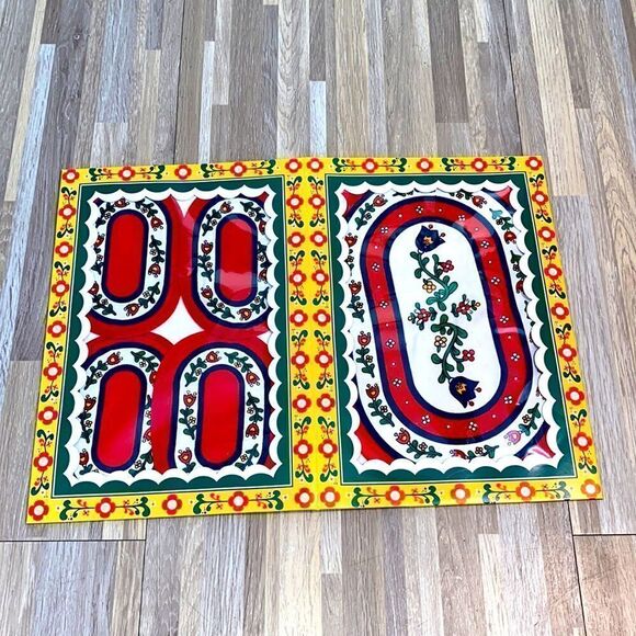 Vintage single stitched tea cup coasters and tea kettle place mat floral print - Picture 1 of 8
